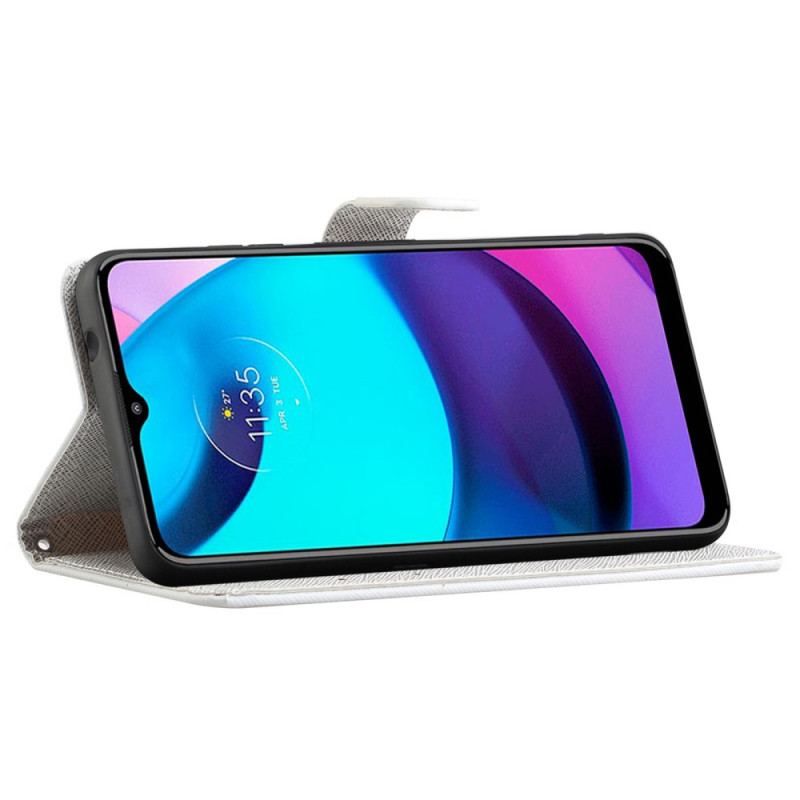 Housse Moto G71 5G Papillons Diamants à Lanière