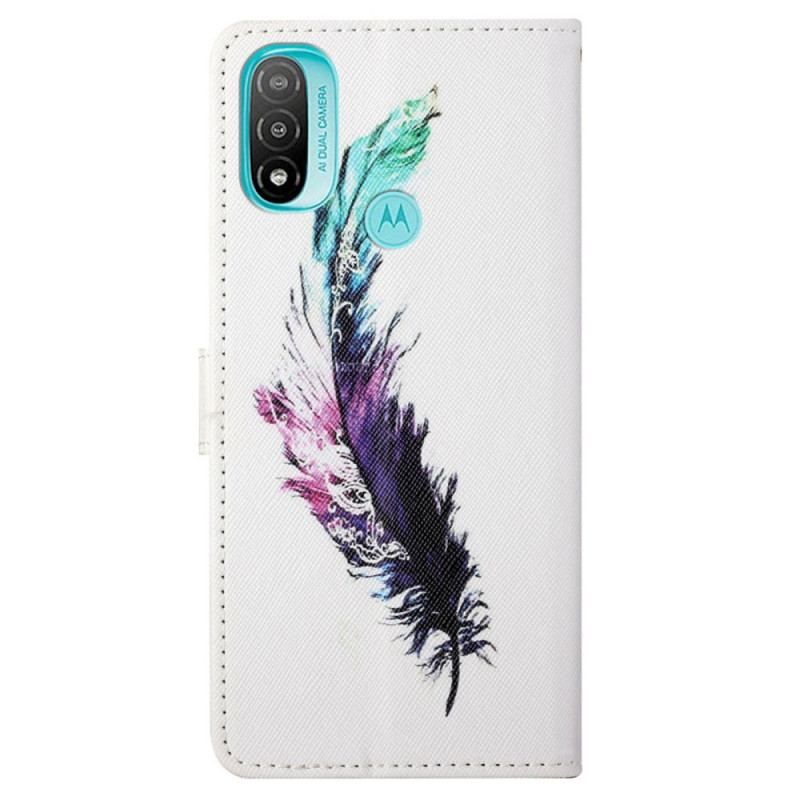 Housse Moto G71 5G Plume à Lanière