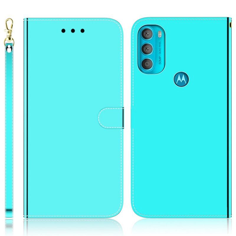 Housse Moto G71 5G Simili Cuir Couverture Miroir