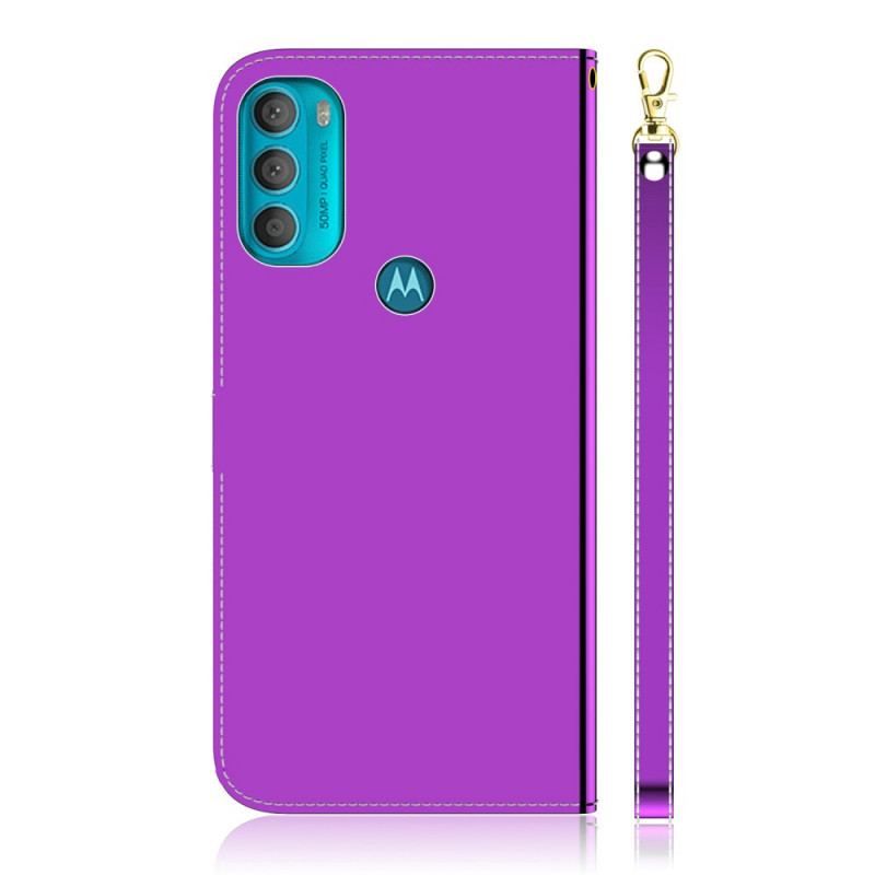 Housse Moto G71 5G Simili Cuir Couverture Miroir