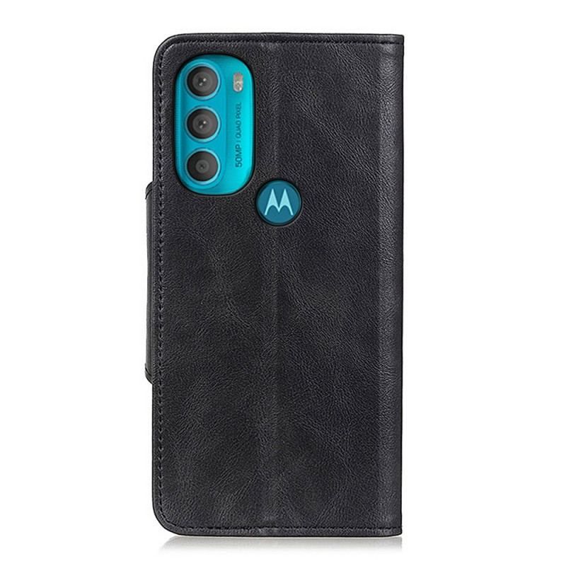 Housse Moto G71 5G Simili Cuir Vintage et Bouton