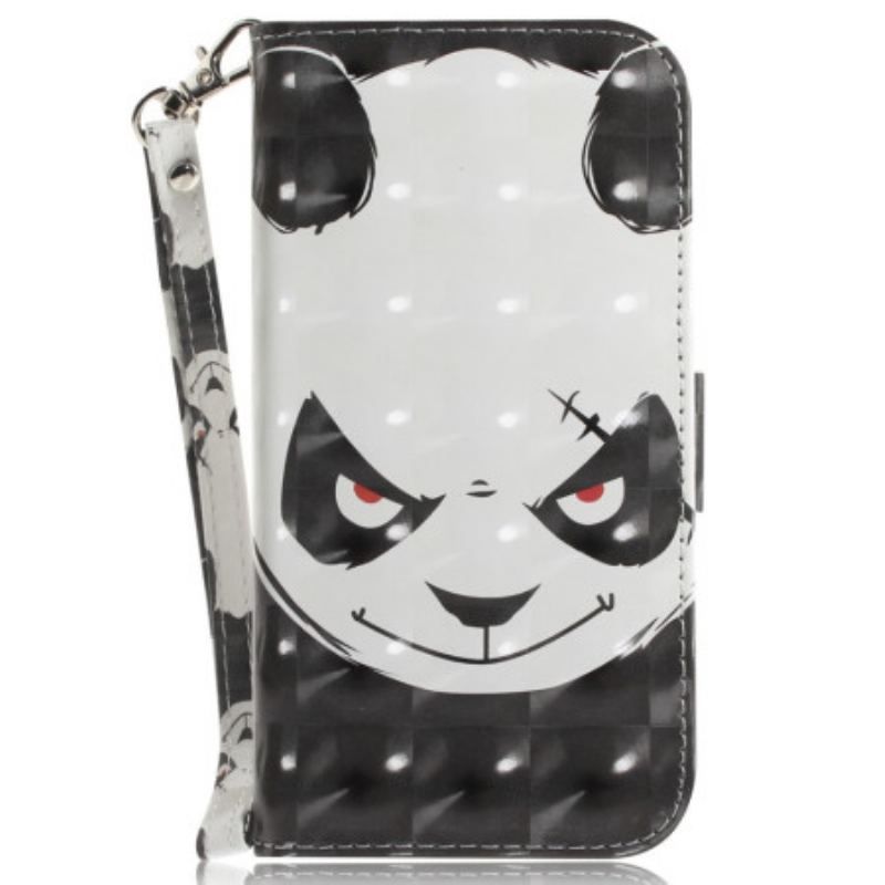 Housse Moto G73 5G Angry Panda à Lanière