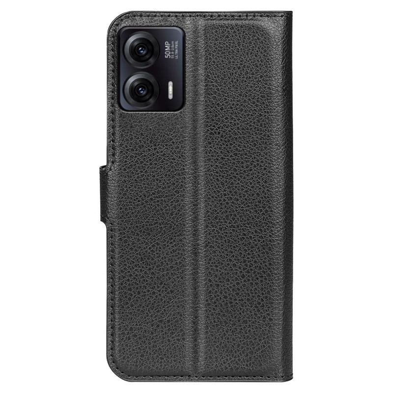 Housse Moto G73 5G Classique Effet Cuir Litchi