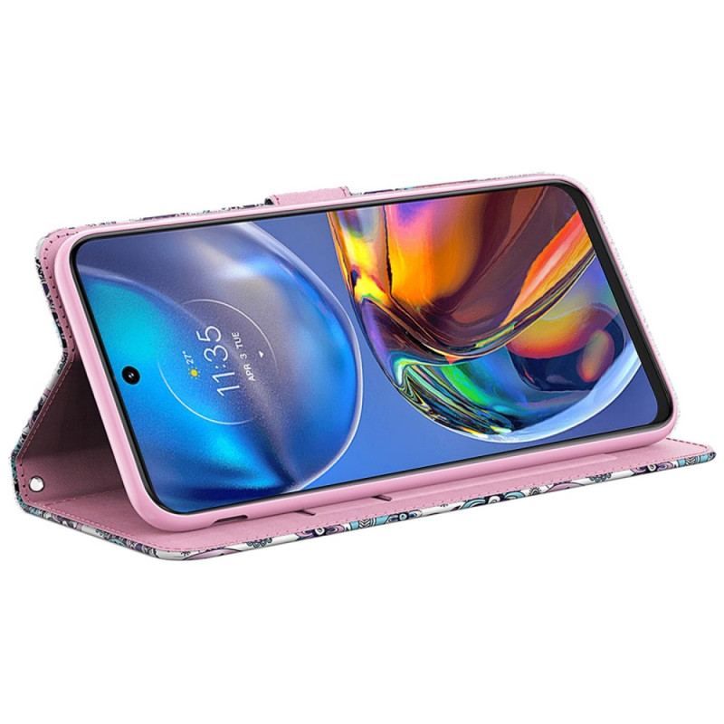 Housse Moto G73 5G Motif Cachemire à Lanière