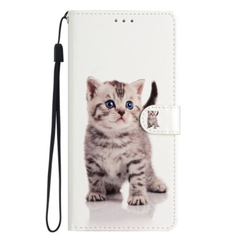 Housse Moto G73 5G Petit Chaton à Lanière