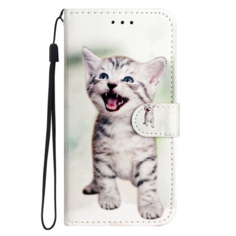 Housse Moto G73 5G Petit Chaton à Lanière