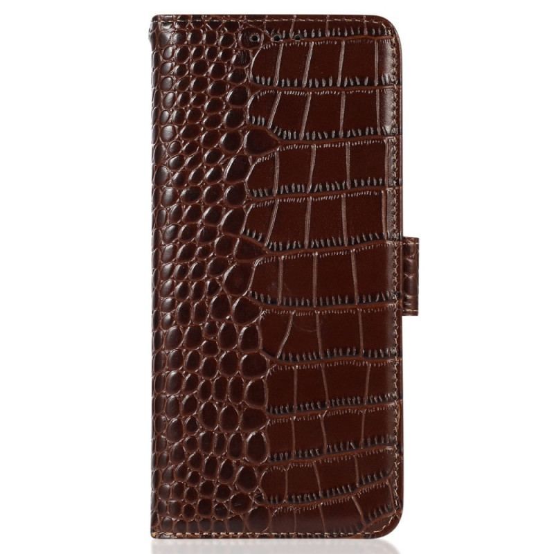 Housse Moto G73 5G Style Crocodile RFID