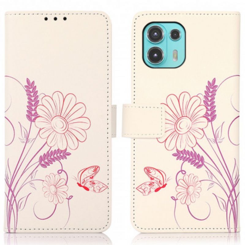 Housse Motorola Edge 20 Lite Dessin Papillons Et Fleurs