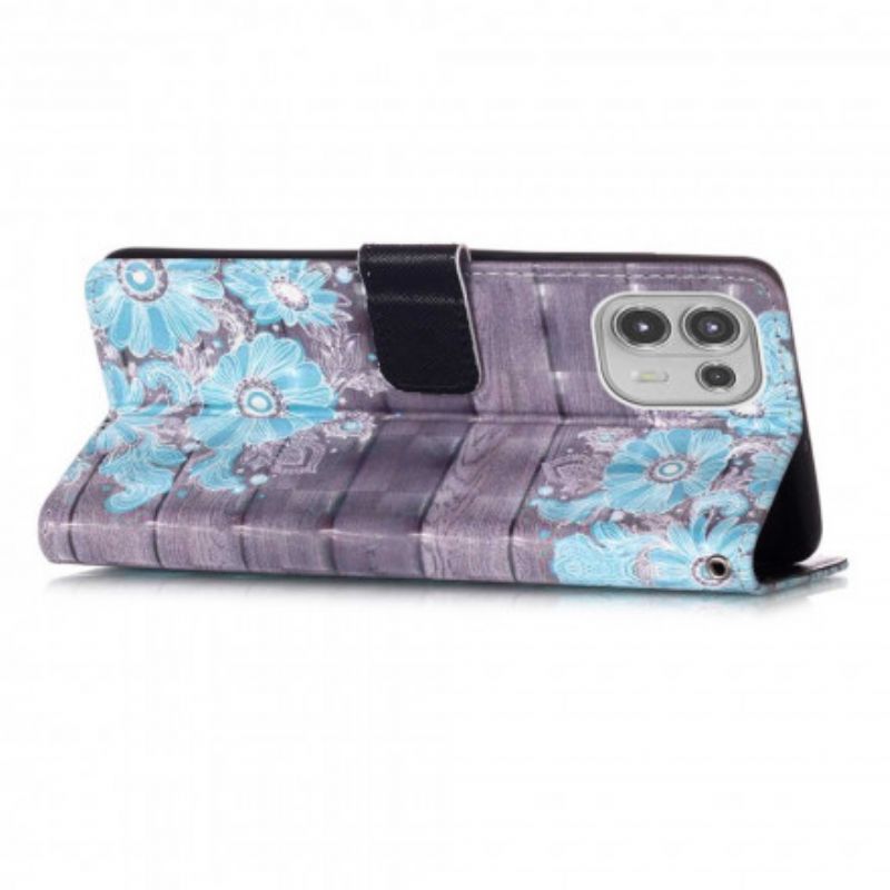 Housse Motorola Edge 20 Lite Fleurs Bleues