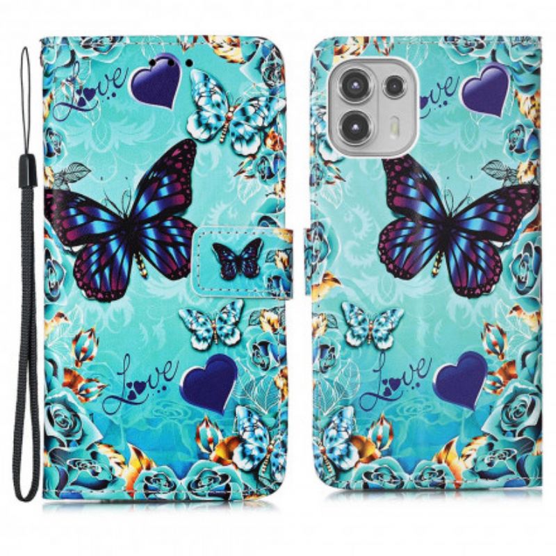 Housse Motorola Edge 20 Lite Love Butterflies À Lanière