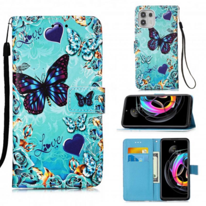 Housse Motorola Edge 20 Lite Love Butterflies À Lanière