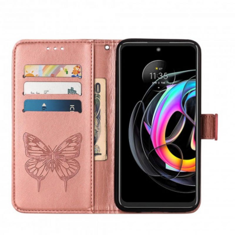 Housse Motorola Edge 20 Lite Papillon Design Avec Lanière