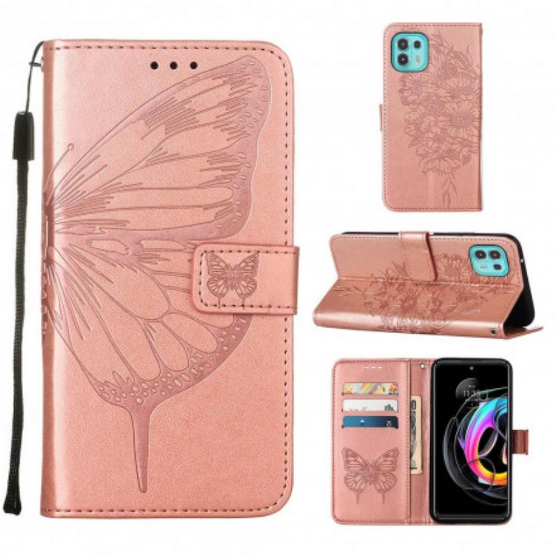 Housse Motorola Edge 20 Lite Papillon Design Avec Lanière