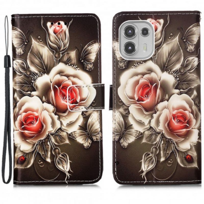 Housse Motorola Edge 20 Lite Roses Dorées