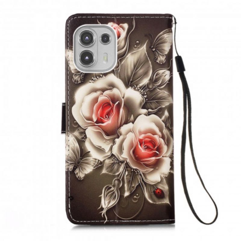 Housse Motorola Edge 20 Lite Roses Dorées