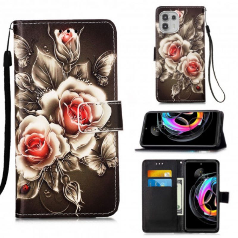 Housse Motorola Edge 20 Lite Roses Dorées