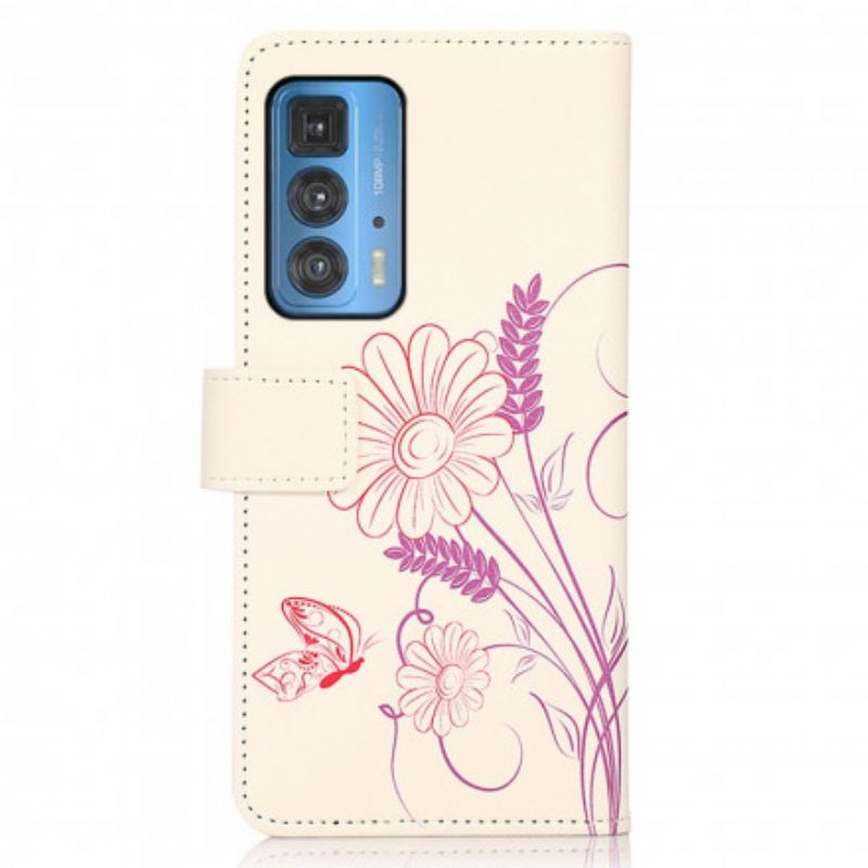 Housse Motorola Edge 20 Pro Dessin Papillons Et Fleurs