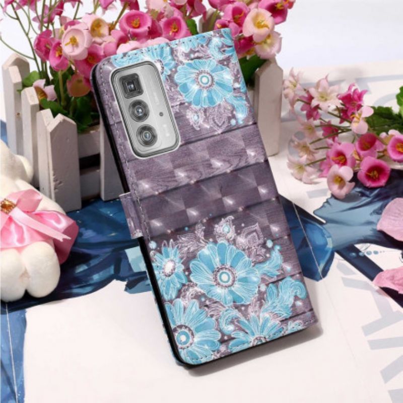 Housse Motorola Edge 20 Pro Fleurs Bleues