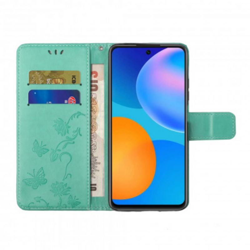 Housse Motorola Edge 20 Pro Papillons Et Fleurs À Lanière