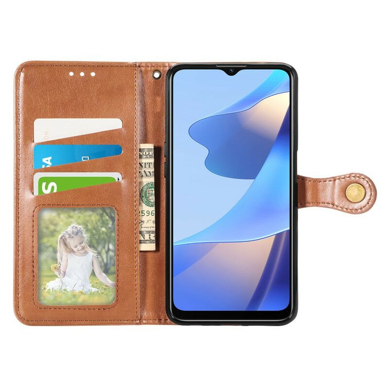 Housse Oppo A16 / A16s Simili Cuir Et Fermoir Vintage