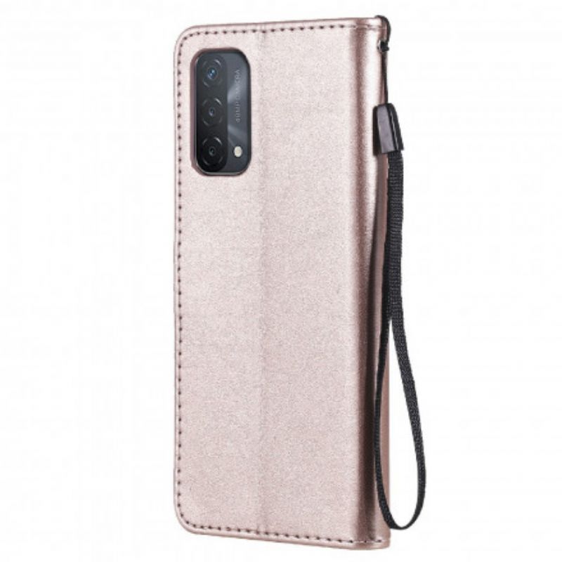 Housse Oppo A54 5G / A74 5G Chat Et Abeille À Lanière