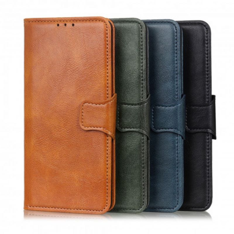 Housse Oppo A54 5G / A74 5G Effet Cuir Fermoir Réversible