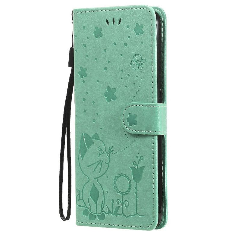 Housse Oppo A74 4G Chat Et Abeille À Lanière