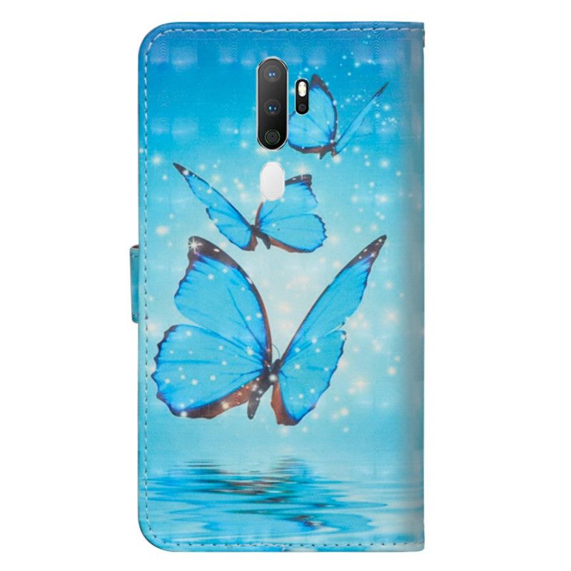 Housse Oppo A9 2020 / A5 2020 Papillons Bleus Volants