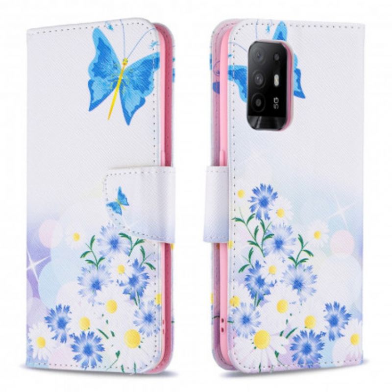 Housse Oppo A94 5G Papillons Et Fleurs Peints