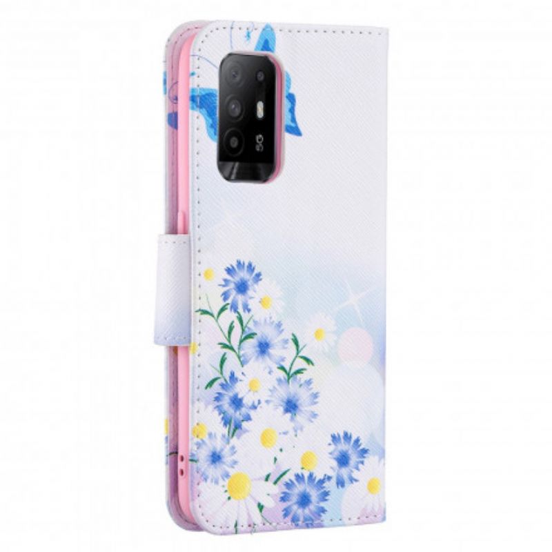 Housse Oppo A94 5G Papillons Et Fleurs Peints