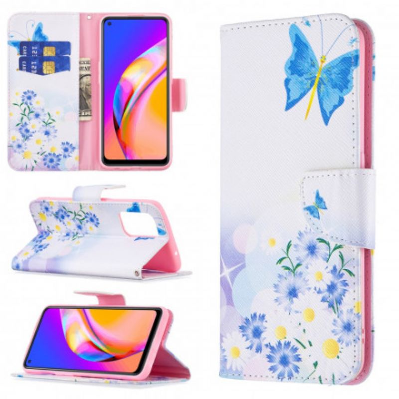 Housse Oppo A94 5G Papillons Et Fleurs Peints