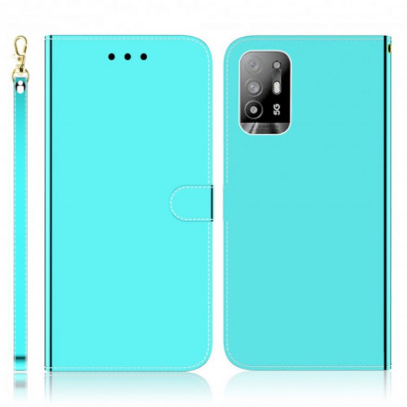 Housse Oppo A94 5G Simili Cuir Couverture Miroir