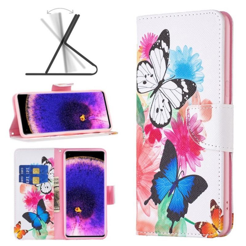 Housse Oppo Find X5 Papillons Aquarelle