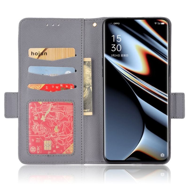 Housse Oppo Find X5 Pro Style Cuir Litchi Traditionnel