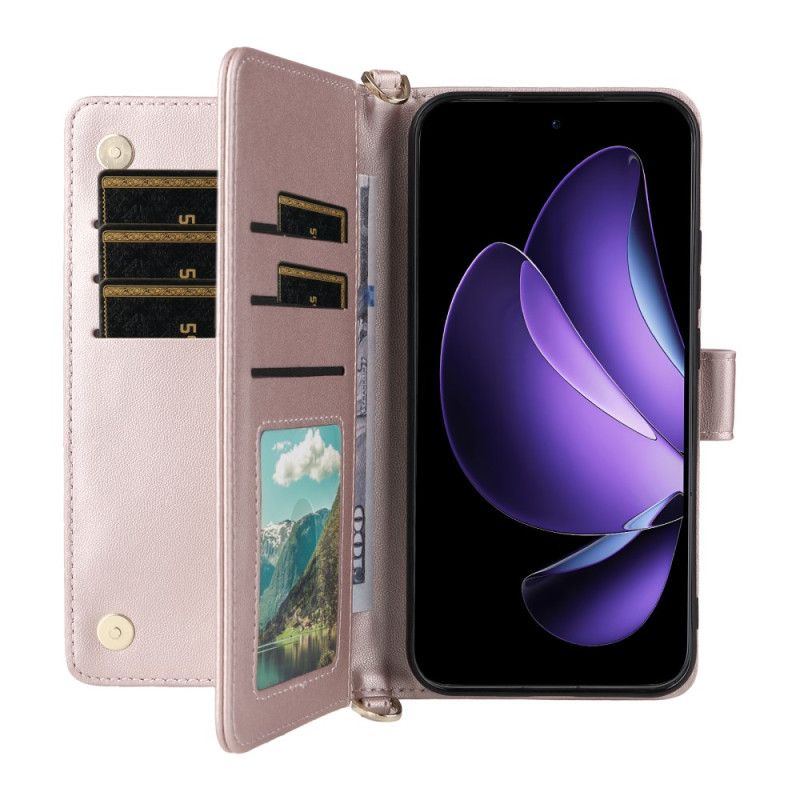 Housse Oppo Reno 13 5G Design Rétro avec Lanière et Bandoulière