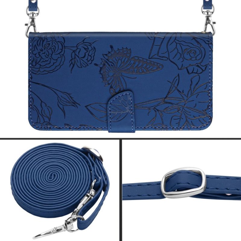 Housse Oppo Reno 13 Pro 5G Empreinte Papillons et Bandoulière