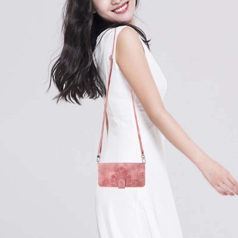 Housse Oppo Reno 13 Pro 5G Motif Floral et Bandoulière