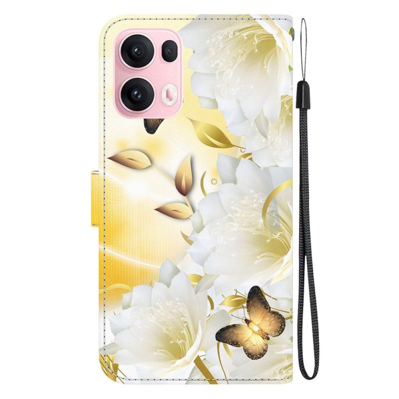 Housse Oppo Reno 13 Pro 5G Papillons Blancs et Fleurs Blanches