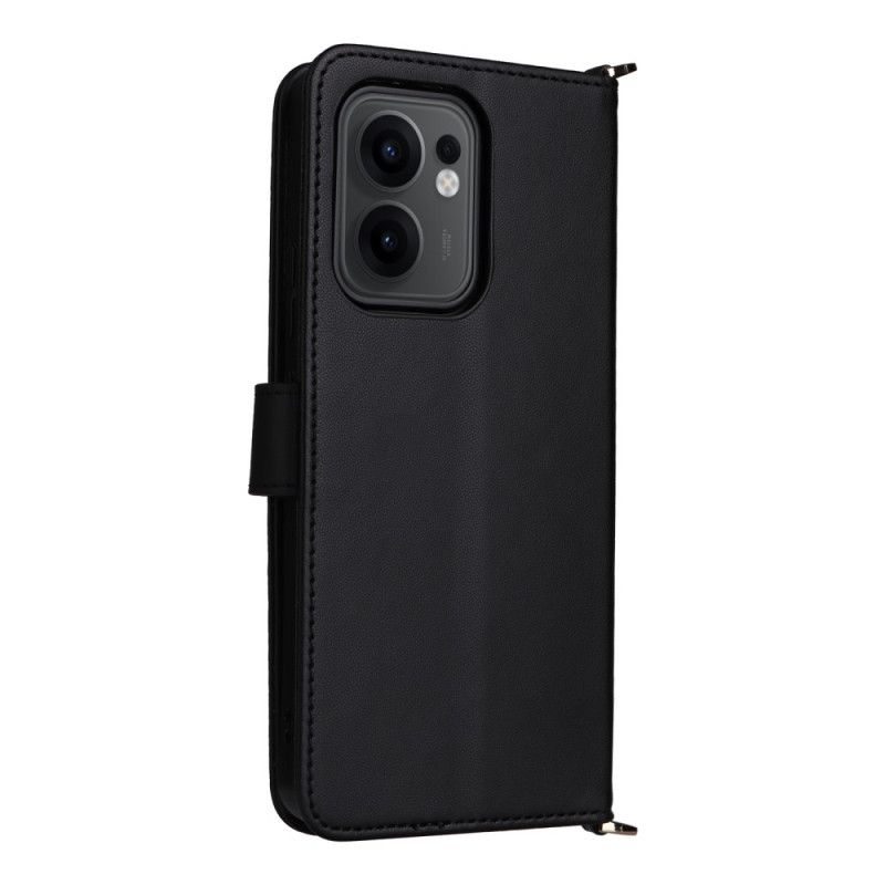 Housse Oppo Reno 13F 4G / 5G / FS 5G Premium Rétro à Bandoulière et Lanière