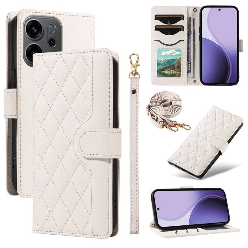 Housse Oppo Reno 14 5G / 14F 5G Matelassée avec Lanière et Bandoulière