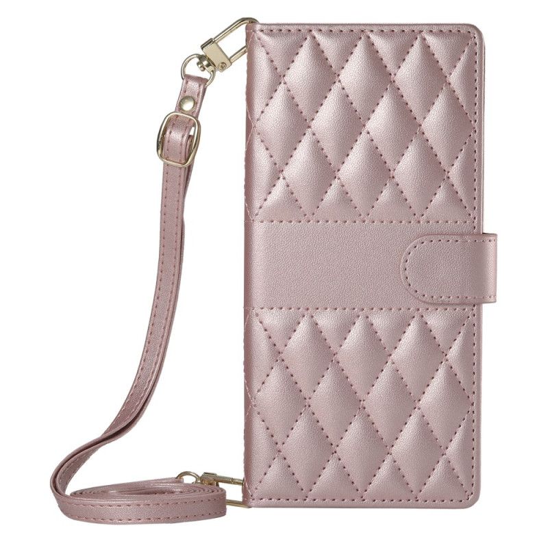 Housse Oppo Reno 14 Pro 5G Matelassée à Lanière et Bandoulière