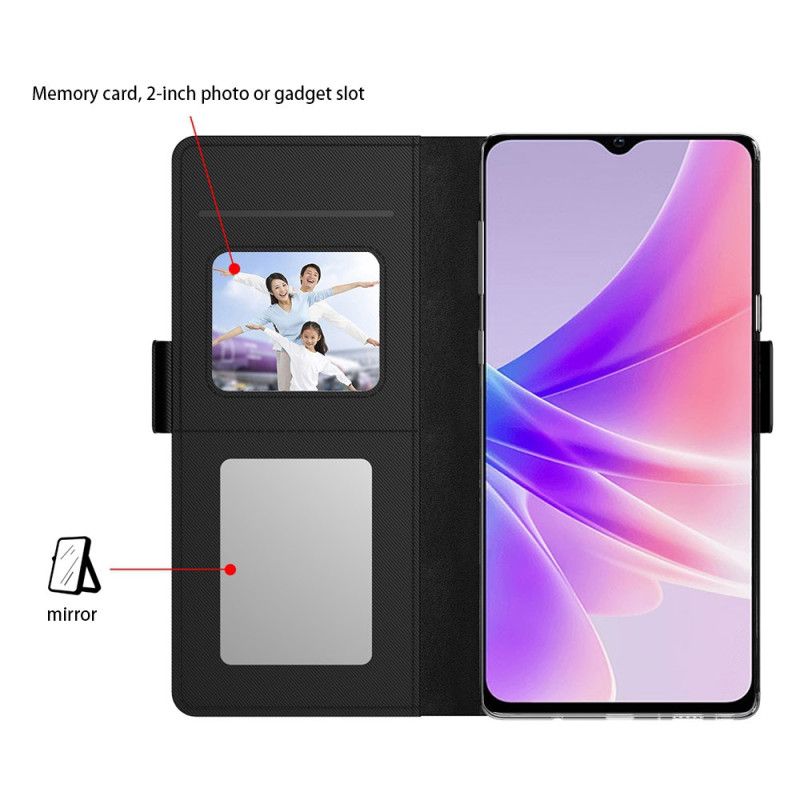 Housse Oppo Reno 14 Pro 5G Miroir et Porte-Cartes Amovible