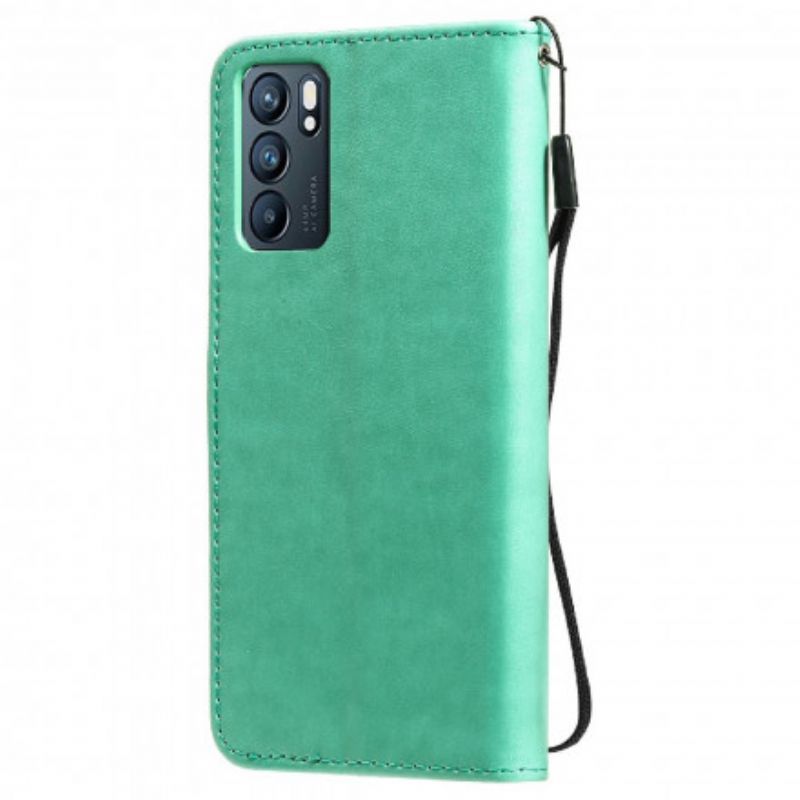 Housse Oppo Reno 6 5G Chat Et Abeille À Lanière