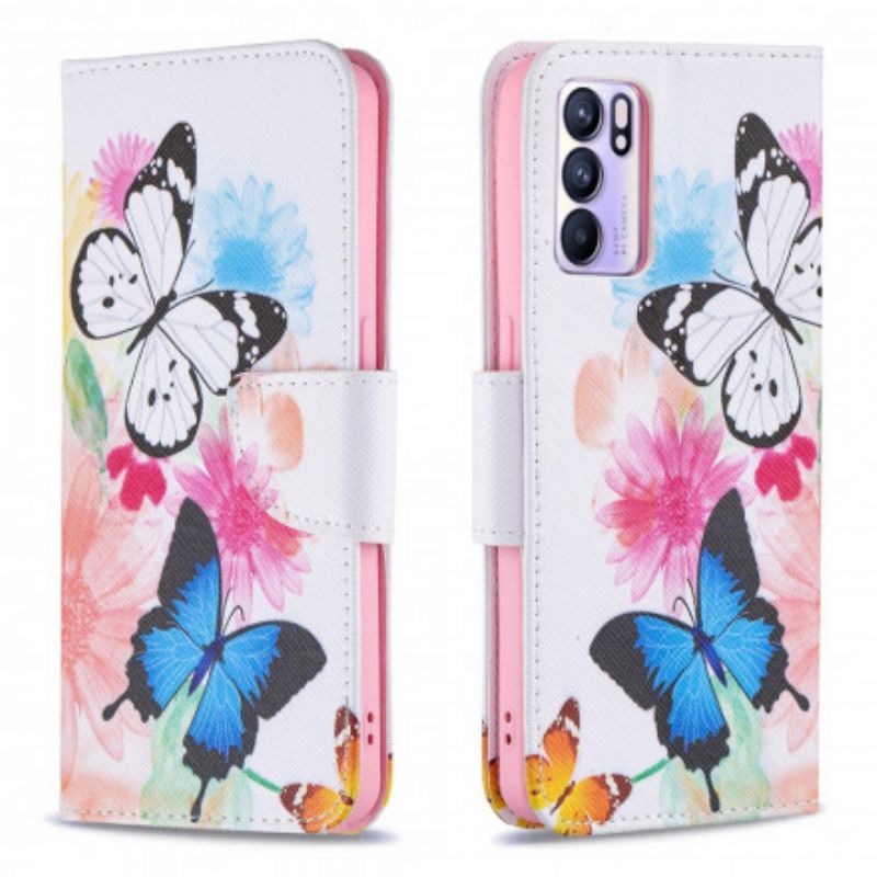 Housse Oppo Reno 6 5G Papillons Et Fleurs Peints