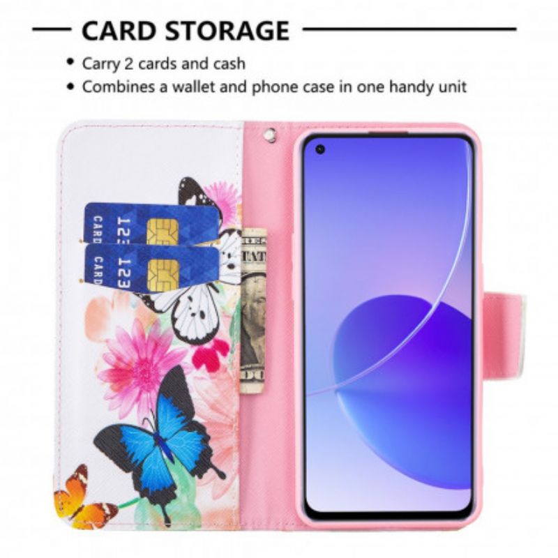 Housse Oppo Reno 6 5G Papillons Et Fleurs Peints