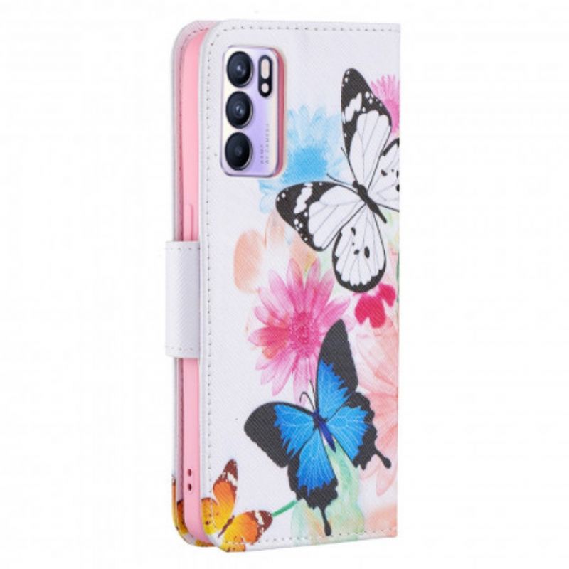 Housse Oppo Reno 6 5G Papillons Et Fleurs Peints