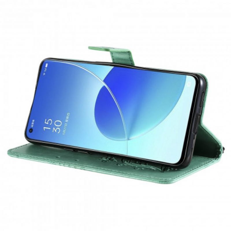 Housse Oppo Reno 6 5G Papillons Géants À Lanière