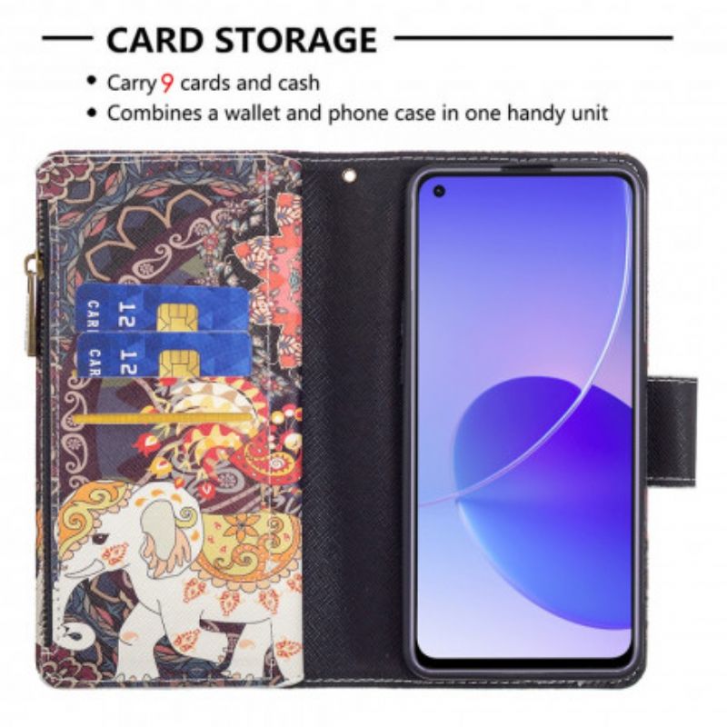 Housse Oppo Reno 6 5G Poche Zippée Éléphant