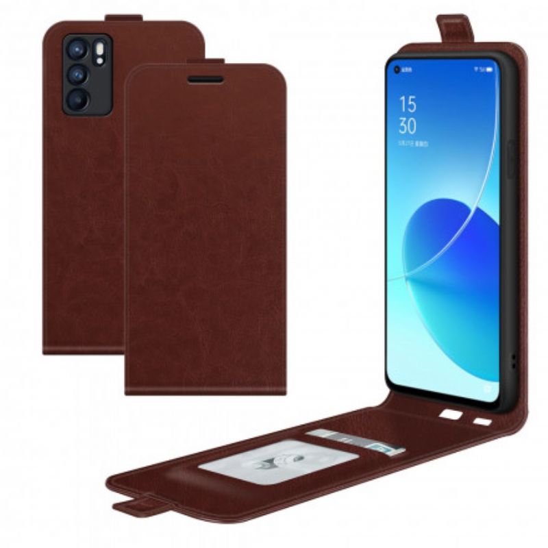 Housse Oppo Reno 6 5G Rabat Vertical Effet Cuir