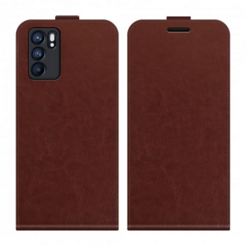 Housse Oppo Reno 6 5G Rabat Vertical Effet Cuir